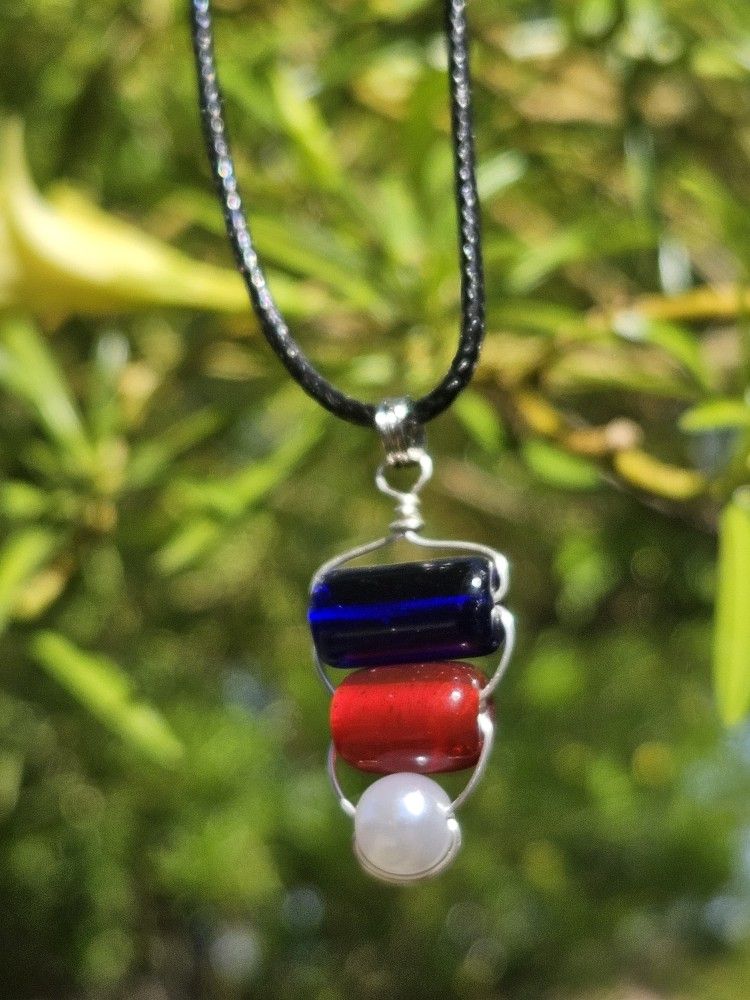 Handmade Red White And Blue Necklace Pendant