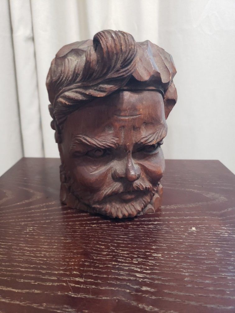 Vintage Wood Carved Head