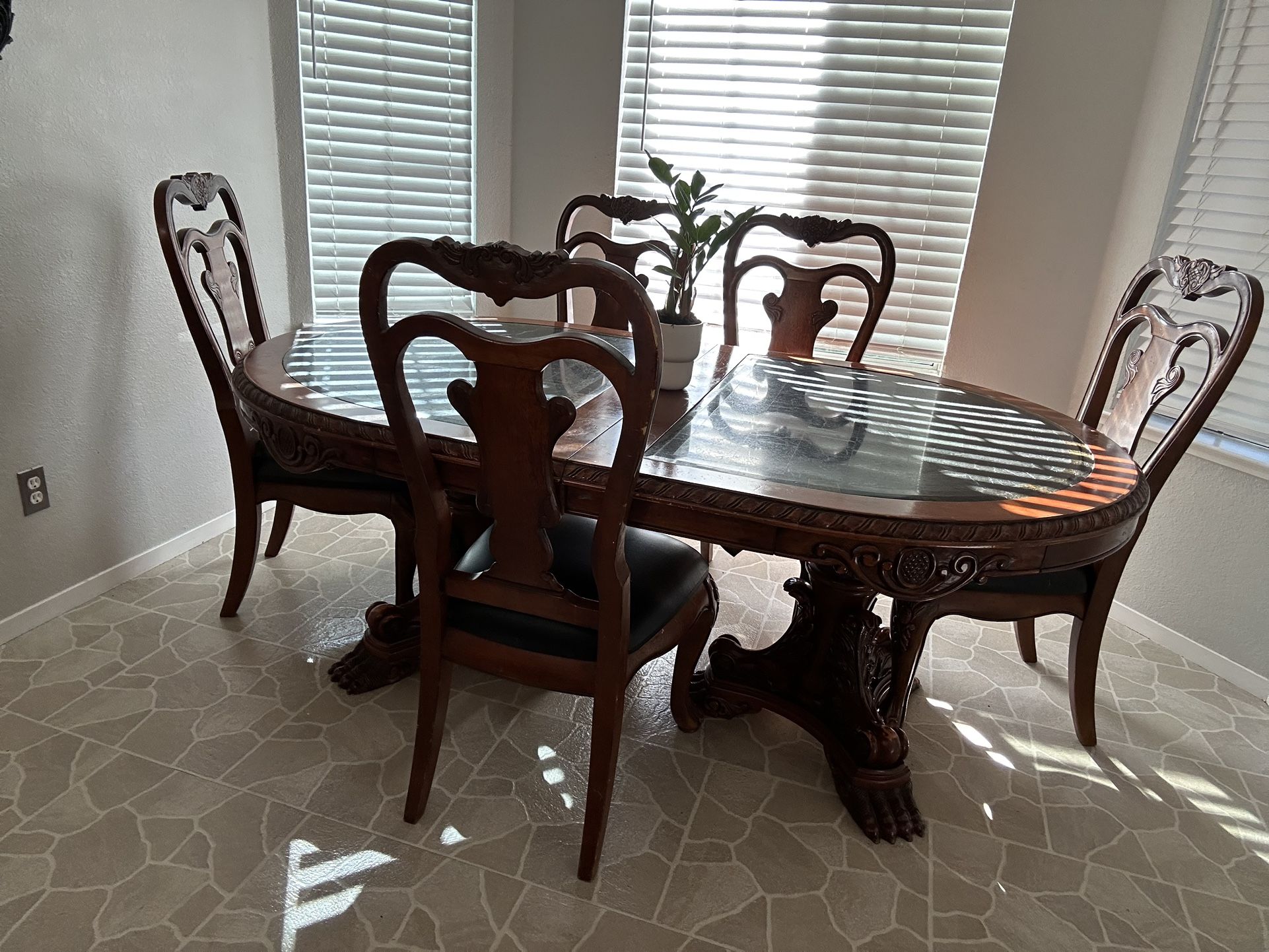 Antique Wood & Jade Table