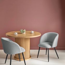 Set of 2 Upholstered Barrel Back Dining Chairs with Metal Base Dining Chair Gray - Room Essentials
