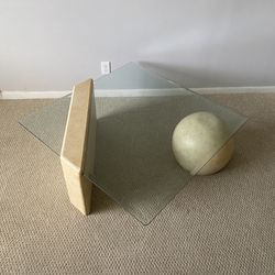 1980S POSTMODERN PLASTER AND GLASS COFFEE TABLE