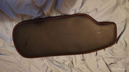 Car Armrest Cover Black Leather red  Stitching