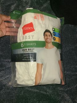 BRAND NEW HANES WHITE T SHIRTS ..L... 6 PACK..CHECK OUT MY PAGE FOR MORE ✔️ ✅️
