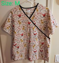 🎄 Christmas Scrub Top! 😆 Rudolph The Red Nose Reindeer!🦌❤️⛄ Size: M