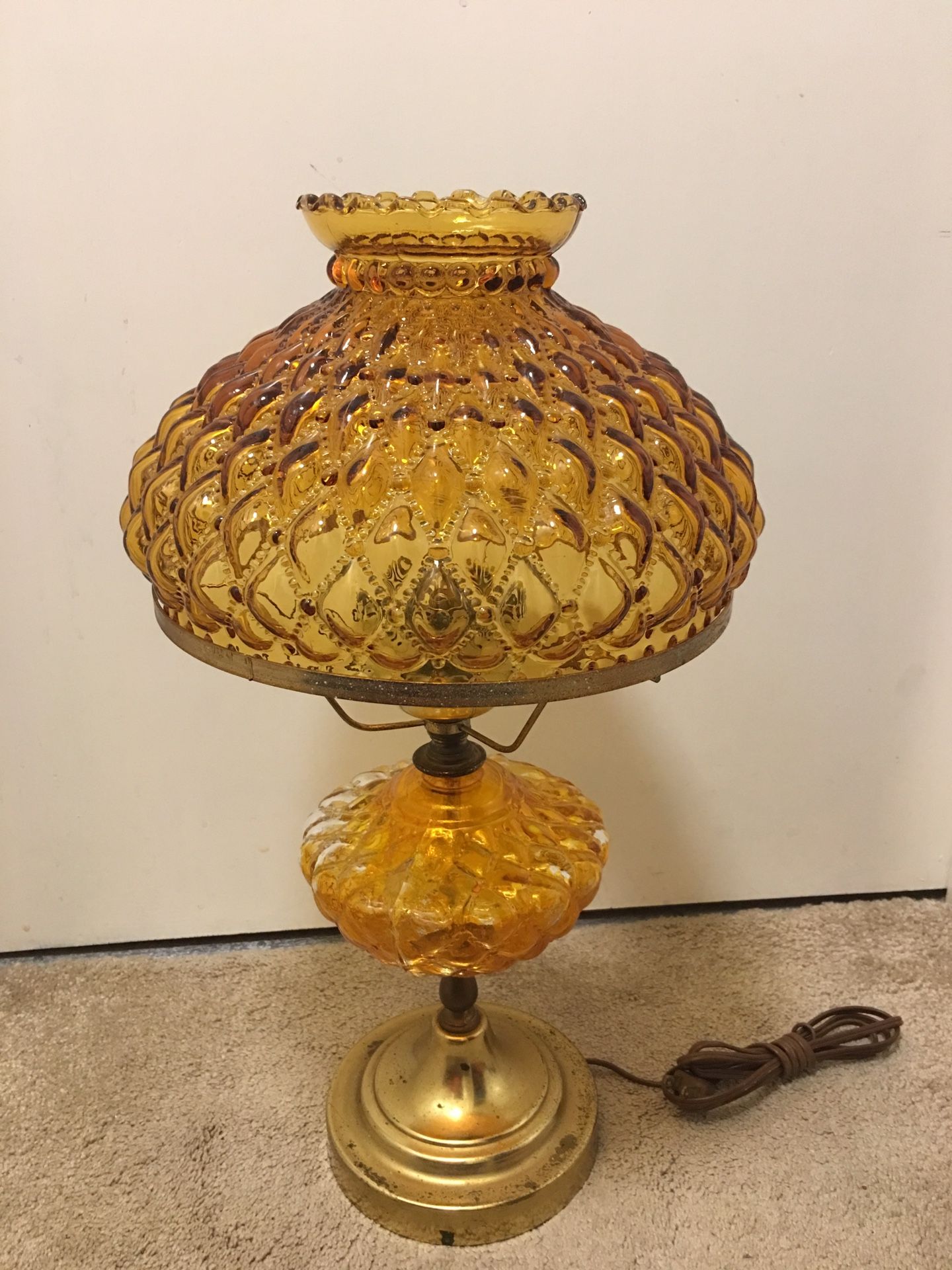 Vintage yellow glass lamp