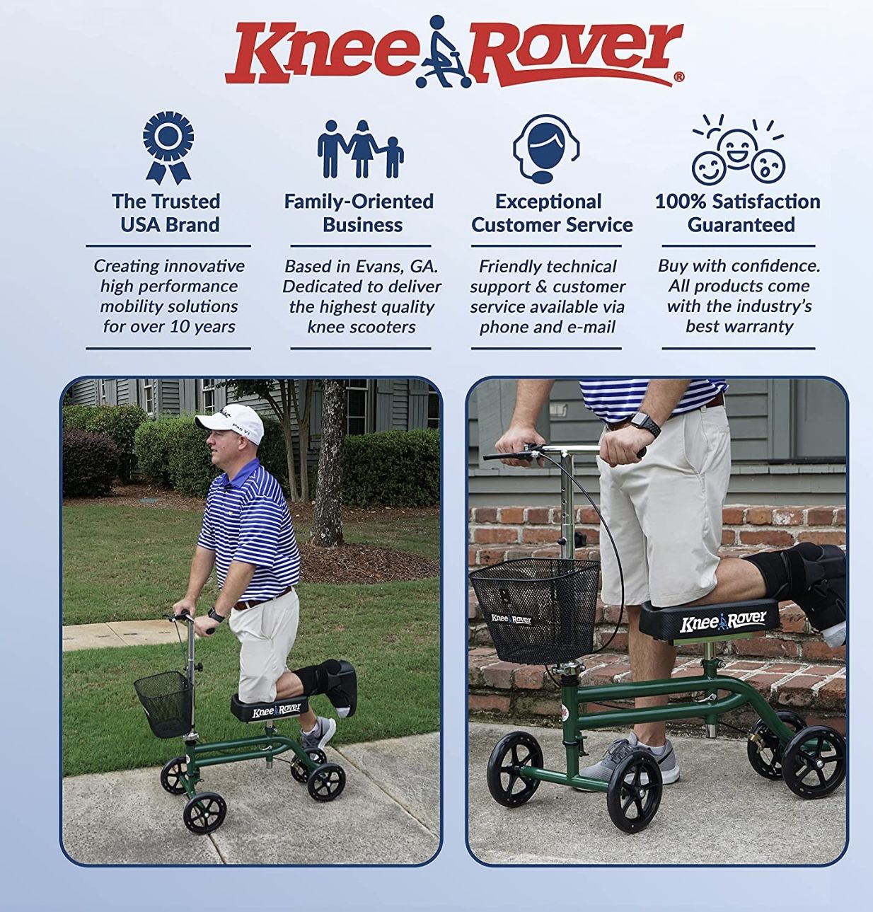 KneeRover Steerable Knee Scooter Knee Walker Crutches