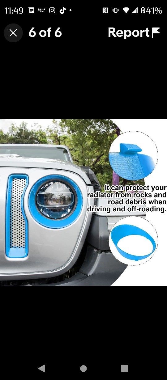 Jeep Wrangler Grill Inserts..Years 2018-2022 Wrangler..Baby Blue Color But Can Be Painted..Brand New!