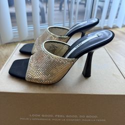 ZARA HIGH HEELS- BRAND NEW-NEVER WORN-Golden&Black- SIZE 38