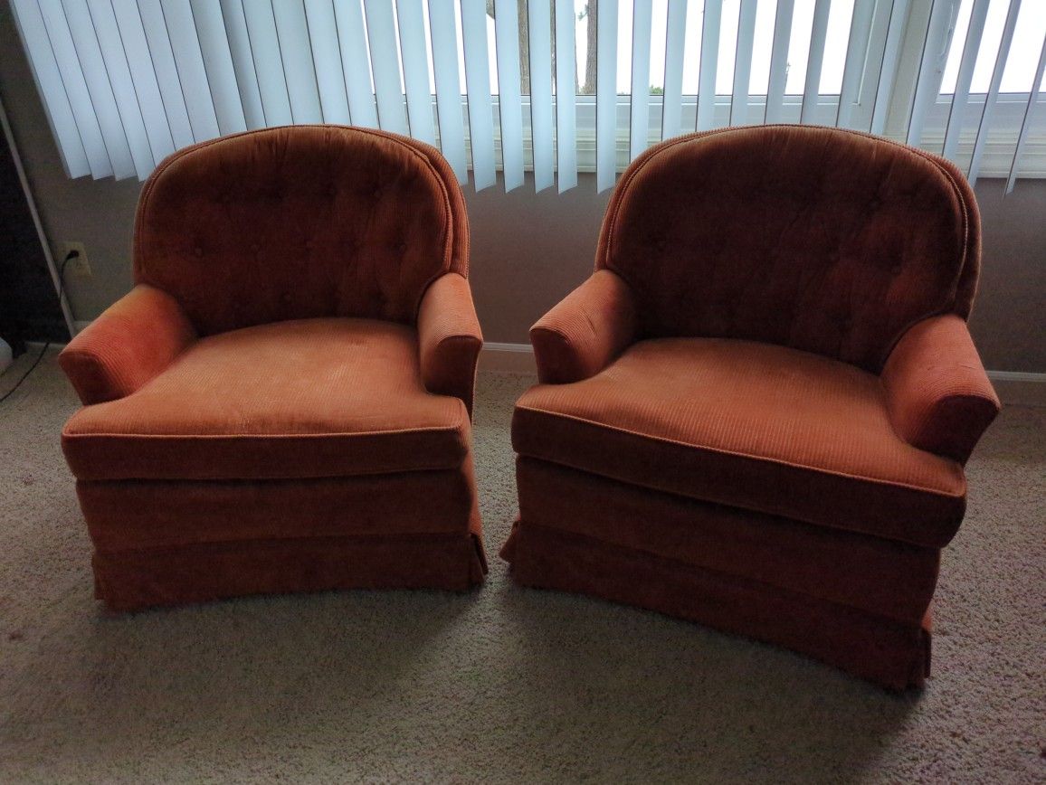 Pair Of Vintage Barrel Back Club Chairs 