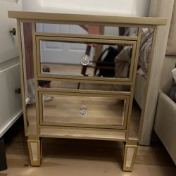 Mirrored 2 Drawer nightstand 