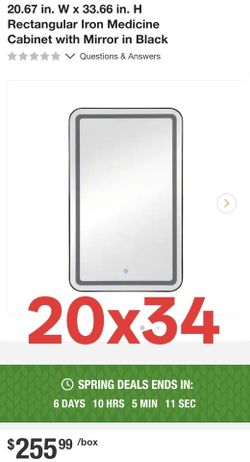 20.67 in. W x 33.66 in. H Rectangular Iron Medicine Cabinet with Mirror in Black