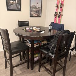 Counter Height Dining Table + 4 Chairs (with built-in storage)