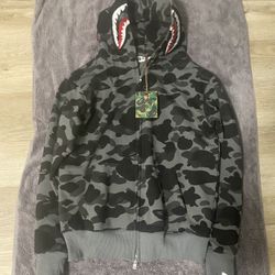 grey bape hoodie