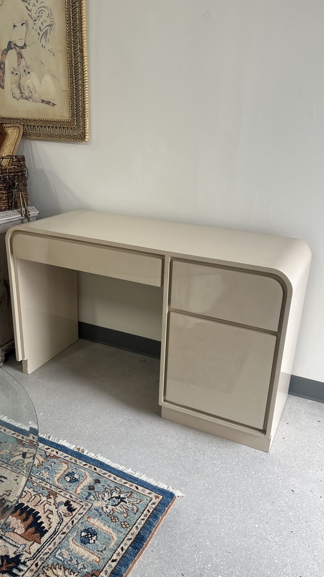 Vintage Desk Postmodern laminate Waterfall 1980s