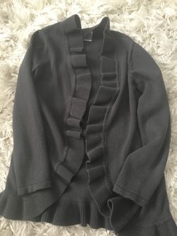 Girls ruffled cardigan sweater Gymboree size 7/8 charcoal gray
