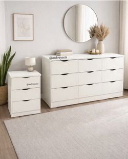 White 9-Drawer Dresser & Nightstand Bundle
