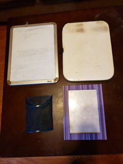 Three Dry Erase Boards & Holder