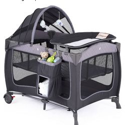 Pamobabe Playard Portable Crib with Changing Table