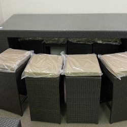 Patio Furniture Large Bar Set With 8 Barstool