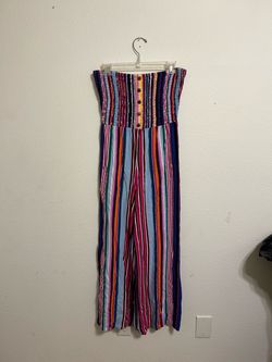 Multicolor Striped Strapless Jumpsuit