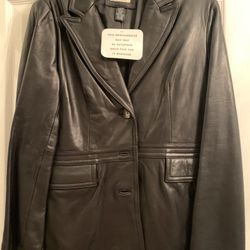 NEW 100% Lamb leather Neiman Marcus women’s black super soft leather blazer style XL jacket