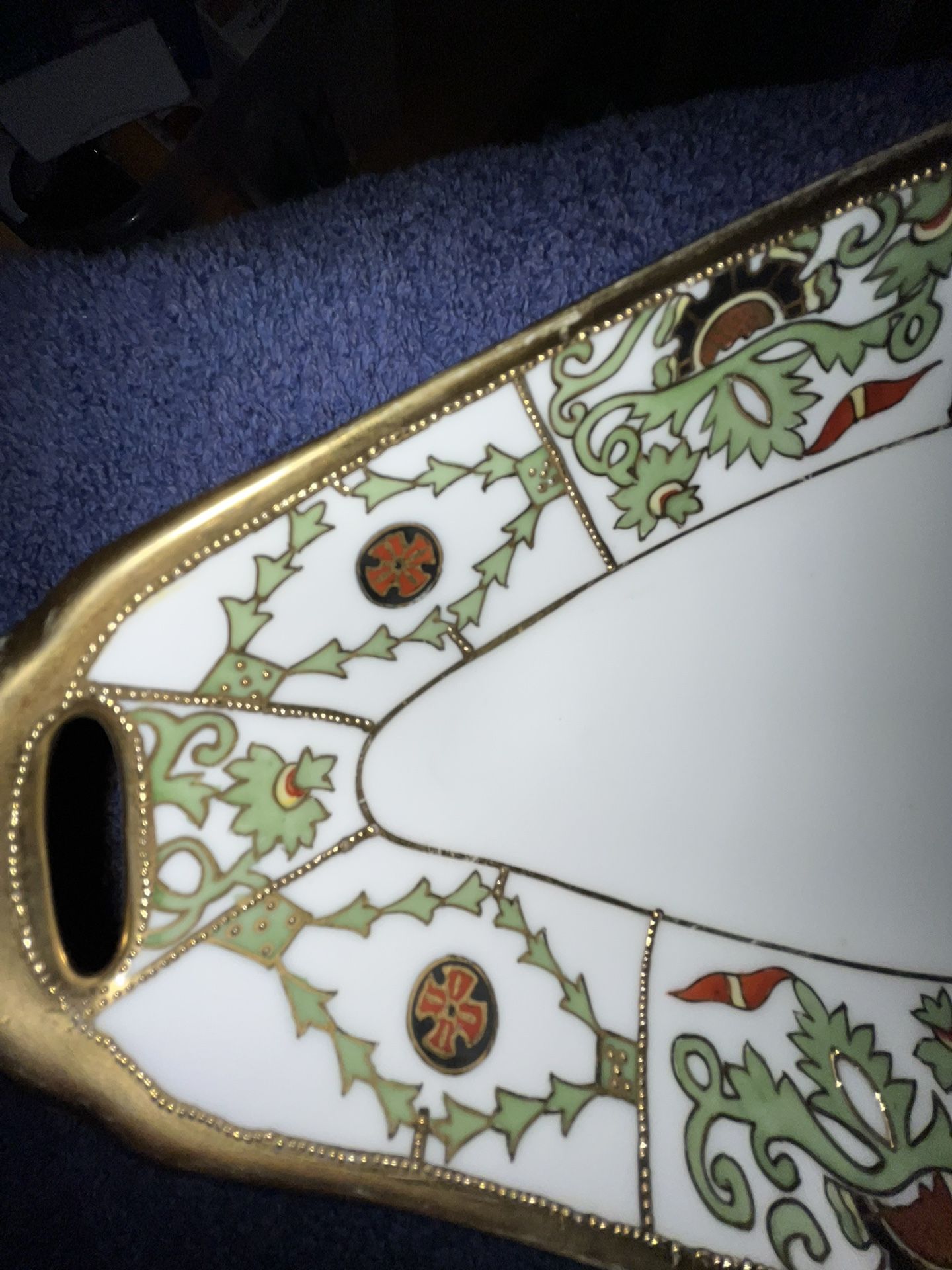 Antique Nippon Gold Glint Accent, Serving Dish