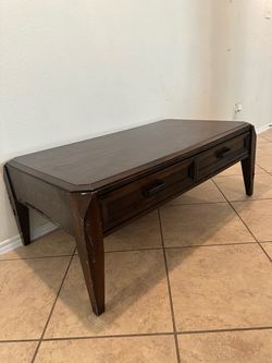 Dark Wood Coffee Table with Drawers