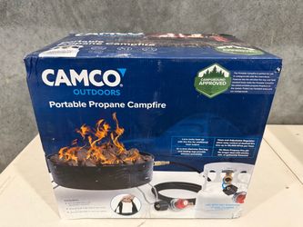 Camco Portable Propane Campfire with Storage Bag - 8-Foot Propane Hose, 14.5-Inch Fire Tray (58047)