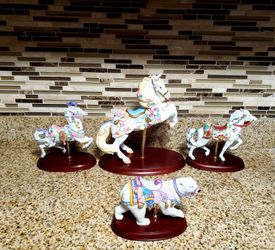 VINTAGE 90'S LENOX PORCELAIN CAROUSEL HORSE THE VICTORIAN ROM.ANCE LIMITED EDITION LOT OF 4 PCS