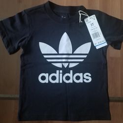 Adidas Kids BlackTrefoil Tee Shirt Size 3T Brand New With Tags
