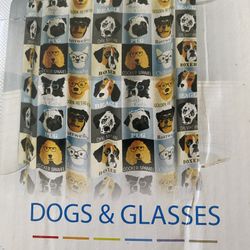Shower Curtain Dogs & Glasses New With Tags