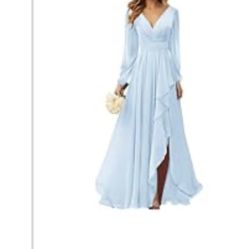 Long Blue Wedding Guest Dress 