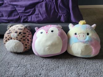 Lot of 3 Squishmallows Fuzzamallows Plush Toys