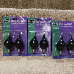 New  Vintage Sterling Pointed Christmas Light Replacement Bulbs set of 6 Blue