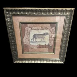 Framed Leopard Print With Asian script 