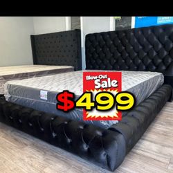 Queen Black Euro Plain With Ortho Matres!!