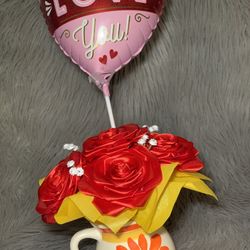 Ribbon Flowers In Their Tazita De Cafe The Perfect Gift This Valentines Day 