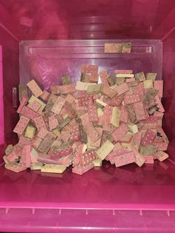 Old lego wooden Blocks. By american brick