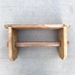 Vintage Reclaimed Wood Towel Holder with Shelf Rustic Country Home Decor