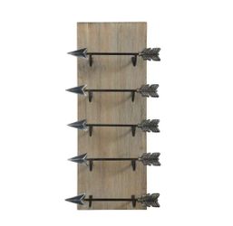Creative Co-Op Wood & Metal Wall Wine Rack with Arrows (AZUSA)