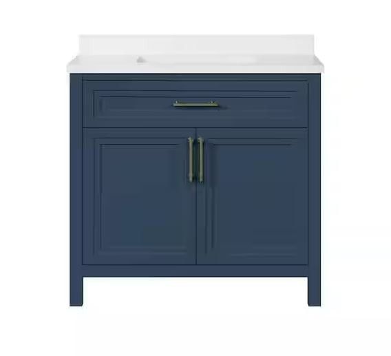 HDC - Mayfield 36 in. Single Sink Grayish Blue Bath Vanity with White Engineered Stone Top - R