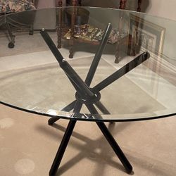 Round Glass Table 54” x 28” H 