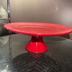 12” MATCERAMICA BRIGHT RED CERAMIC DOTS CAKE PLATTER