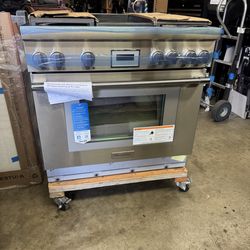 Slide stove dual fuel gas range Thermador pro harmony w 36