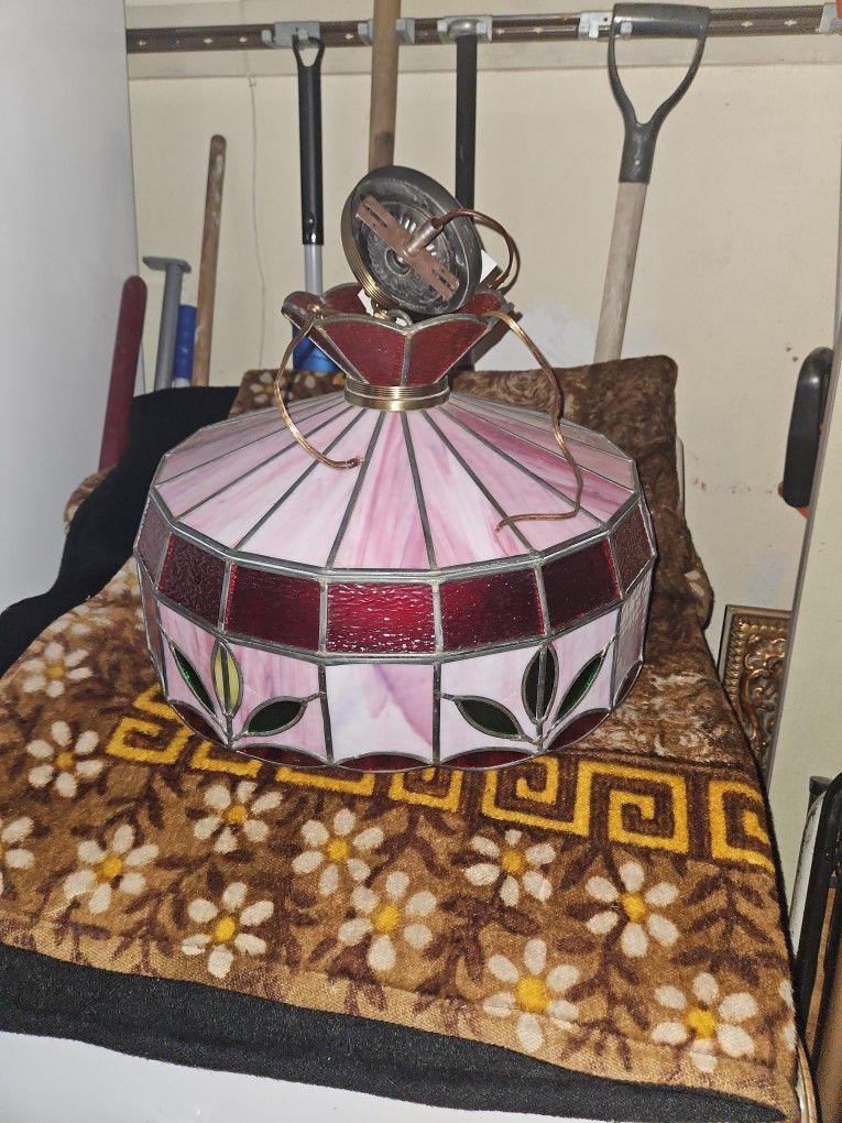 Vintage Stained Glass Light Fixture