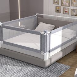 3-Piece King Size Bed Rail for Toddlers - Adjustable Baby Bed Rail Guard, Kids Safety Bed Rail for King Size Bed (78.7"x78.7"x74.8"-Grey) 