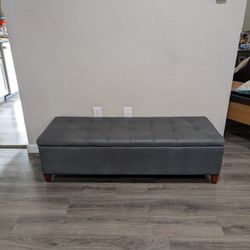 50" Grey Faux Leather Storage Bench