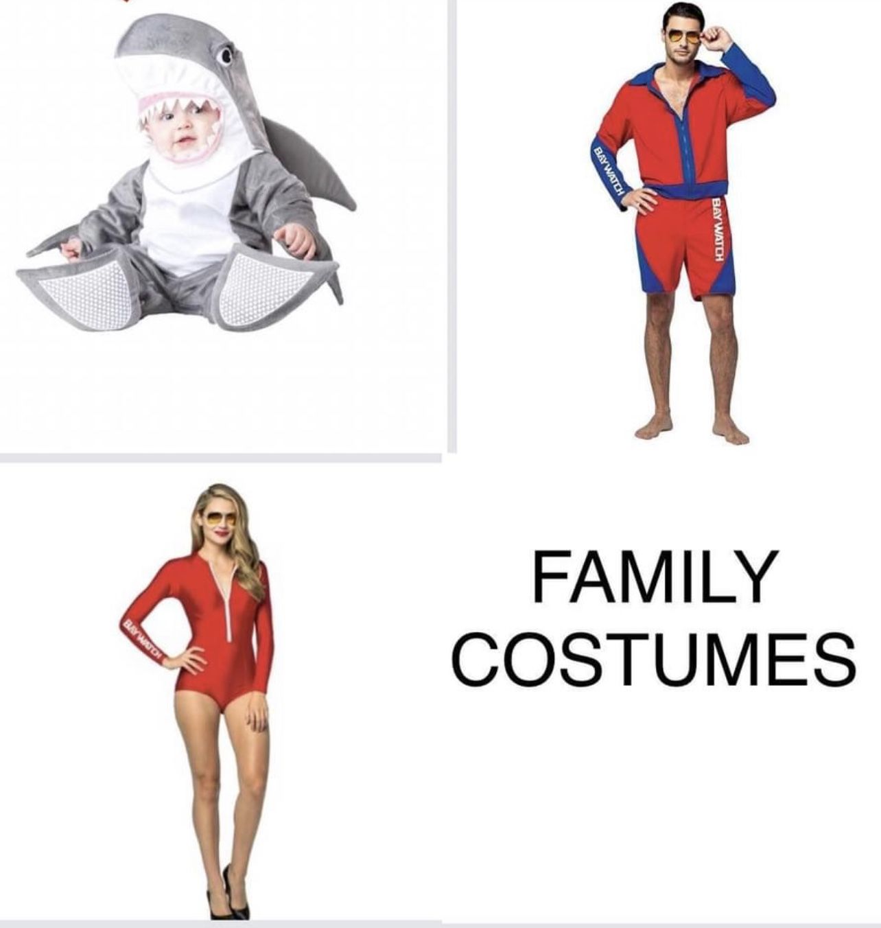 Family Costumes Lifeguards and Baby Shark