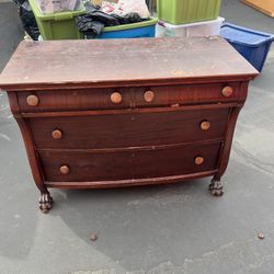 antique wooden vanity dresser with claw feet