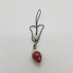 Strawberry phone charm keychain